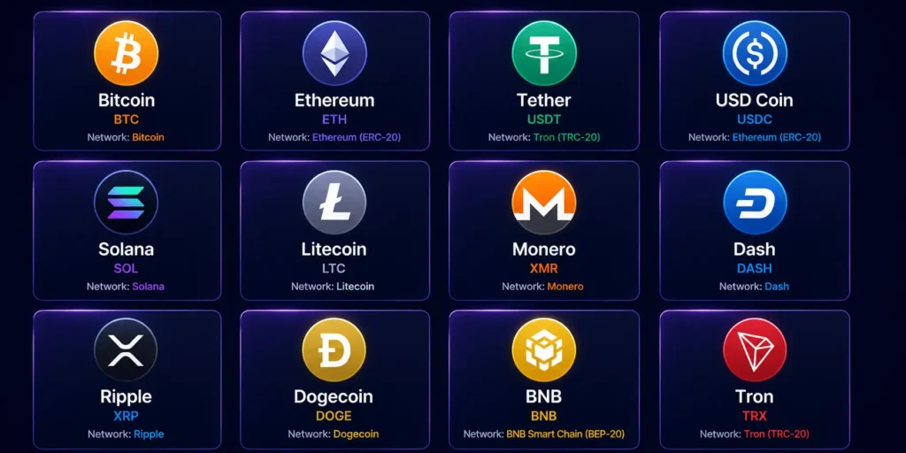 Complete list of cryptocurrencies Rivocard accepts