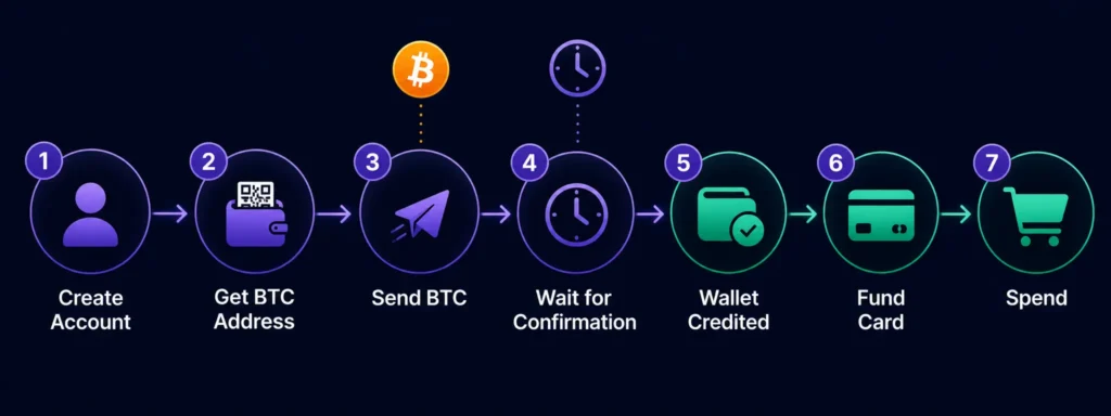 Step-by-step process for using Bitcoin to fund a Rivocard prepaid card