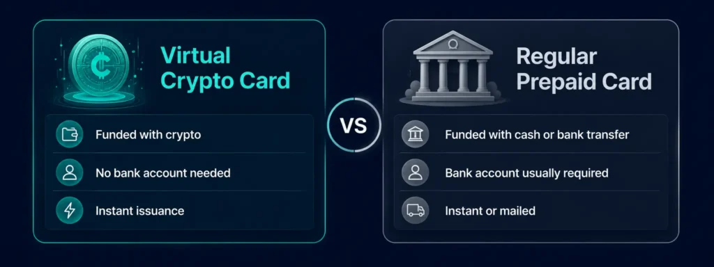 Virtual crypto card vs regular prepaid card comparison
