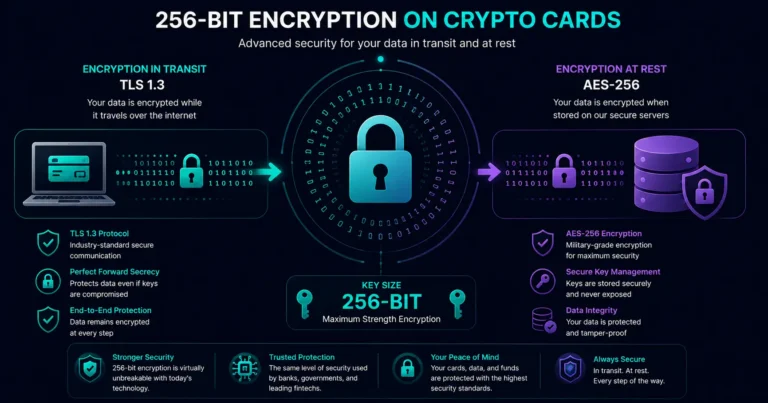 256-bit encryption on crypto cards — AES-256 and TLS security explained