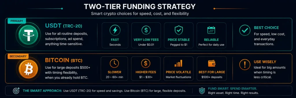 Practical deposit strategy for Rivocard — stablecoin for routine top-ups, Bitcoin for large planned deposits