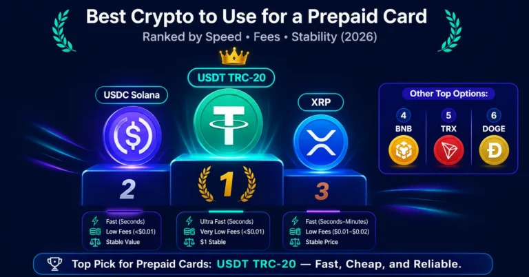 Best crypto to use for a prepaid card — ranked by speed fees and stability in 2026
