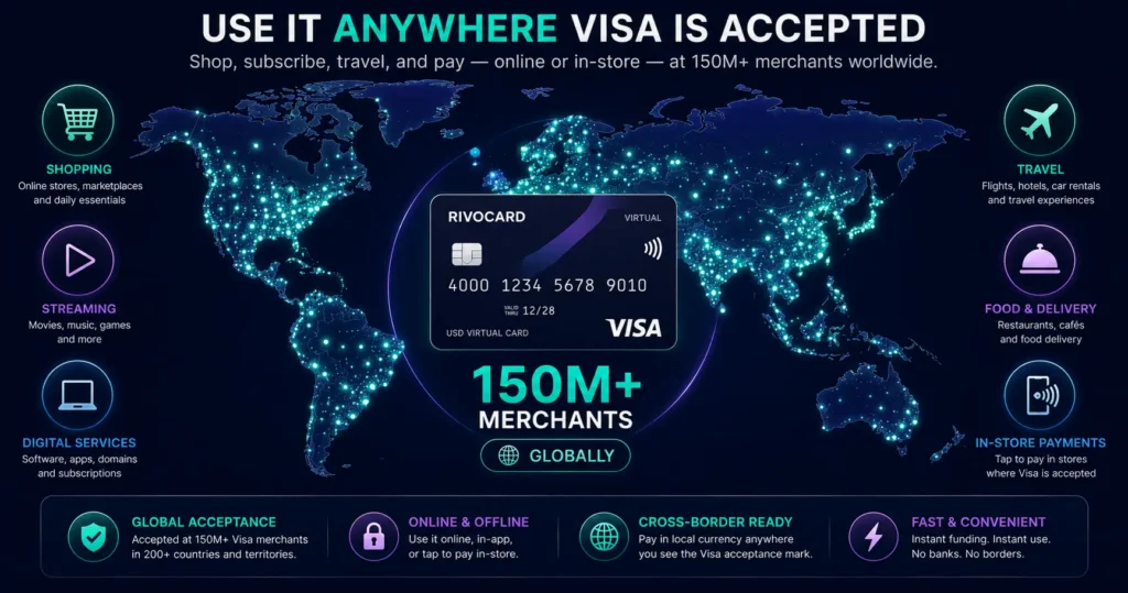 Where can you use a crypto prepaid card - 150 million Visa merchants globally