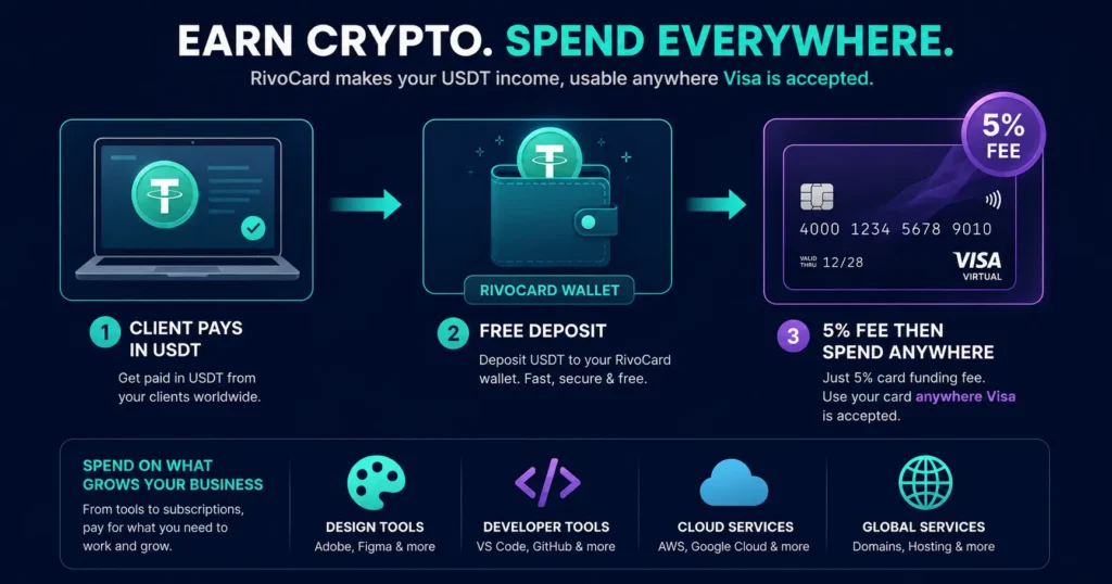 Crypto card for freelancers and remote workers - spend USDT income as Visa spending