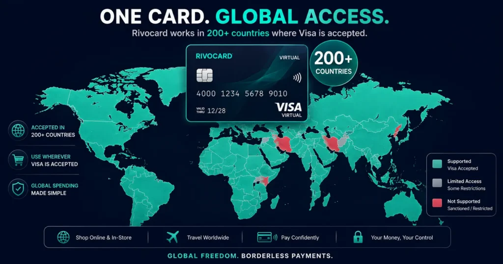 Crypto card supported countries - Rivocard works in 200+ countries where Visa is accepted