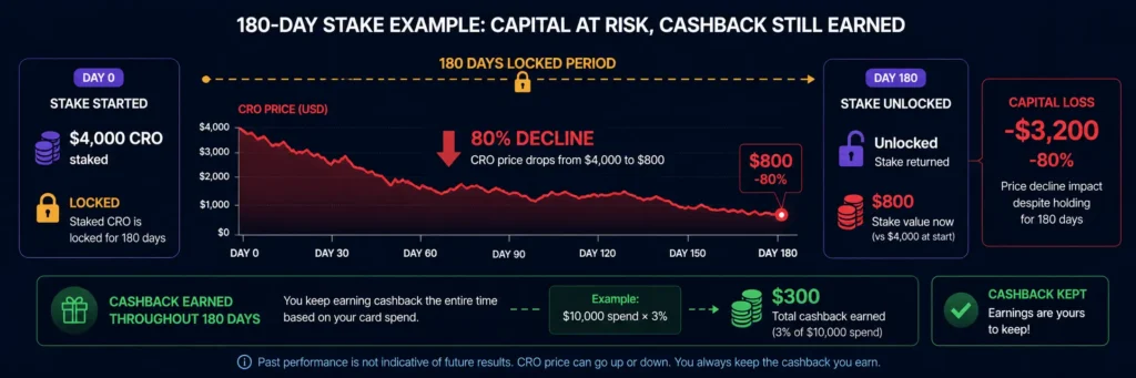 Crypto.com CRO staking risk - capital locked for 180 days with price exposure