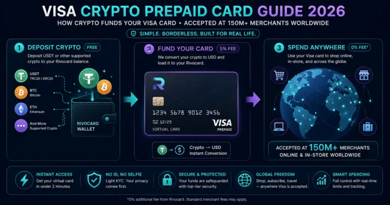 Visa crypto prepaid card guide 2026 - how crypto funds a Visa card accepted at 150M merchants