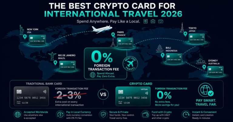 Best crypto card for international travel 2026 - 0% FX fees for spending abroad