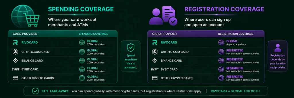 Spending coverage vs registration coverage for crypto cards - two different country questions