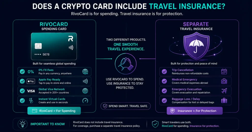 Does a crypto card include travel insurance - Rivocard for spending, separate policy for protection