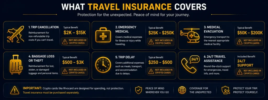 What travel insurance covers - trip cancellation medical evacuation baggage delay