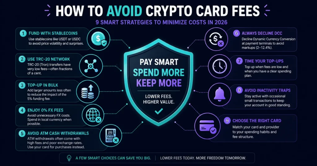 How to avoid crypto card fees — 9 strategies to minimize costs in 2026
