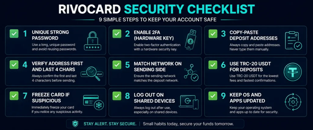 Rivocard security checklist — nine steps to protect your account