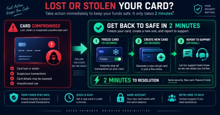 Lost or stolen virtual crypto card - how to freeze and replace a Rivocard in under 2 minutes